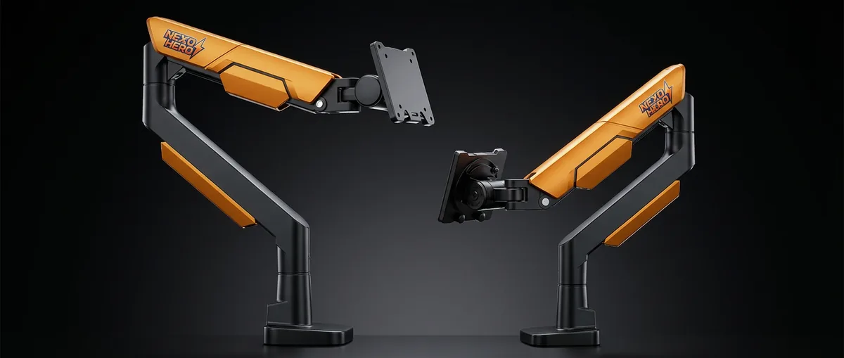 NEXOHERO Desk Pro monitor stand with sturdy dual arm mount